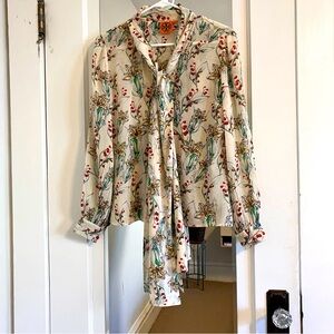 Tory Burch silk top floral blouse size 2